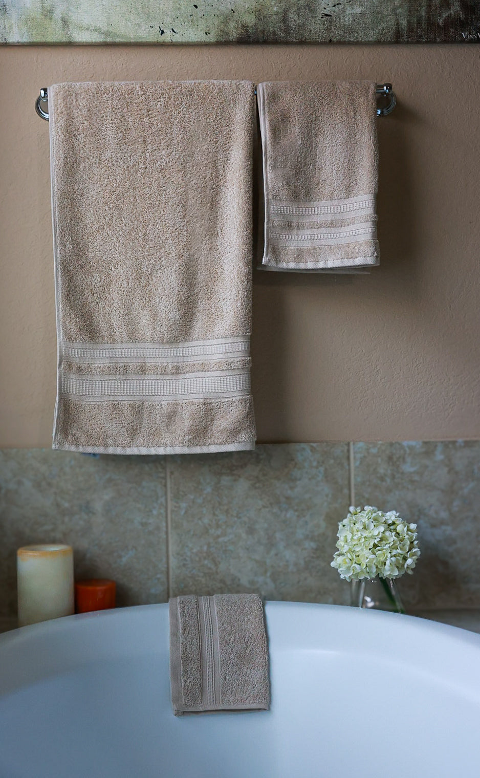 AZLINEN Beige Bath Towels