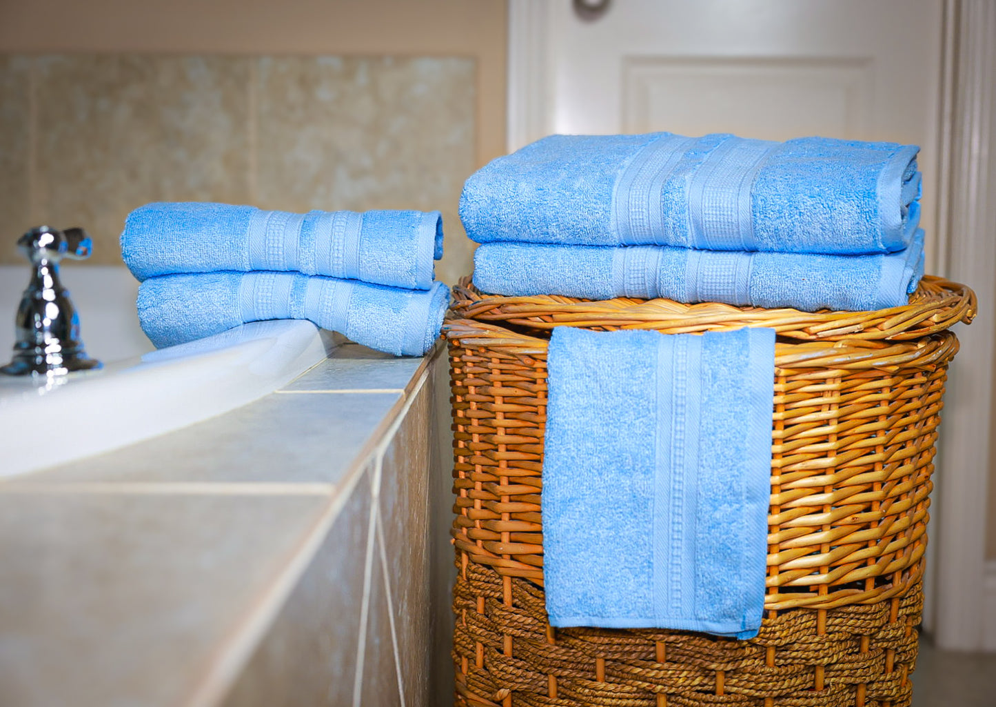 AZLINEN Blue Bath Towels