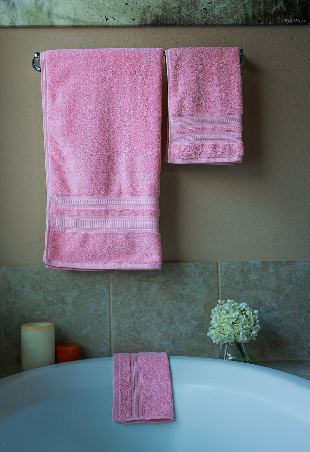 AZLINEN Pink Bath Towels