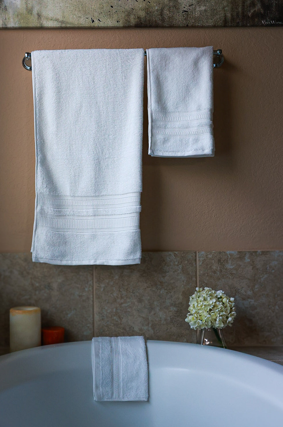 AZLINEN White Bath Towels