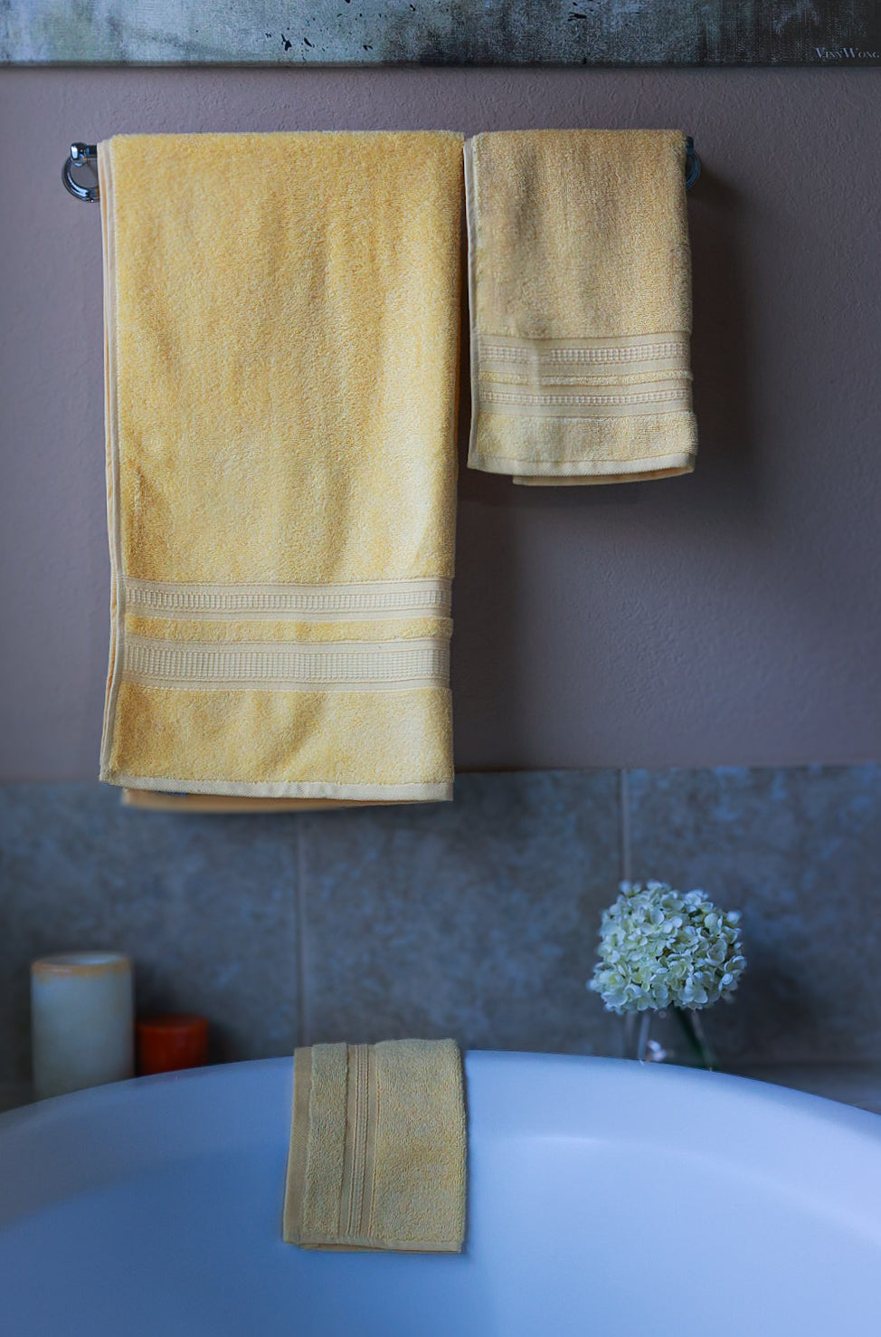 AZLINEN Yellow Bath Towels